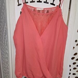 Mine Coral Women's Camisole with Lace Detail